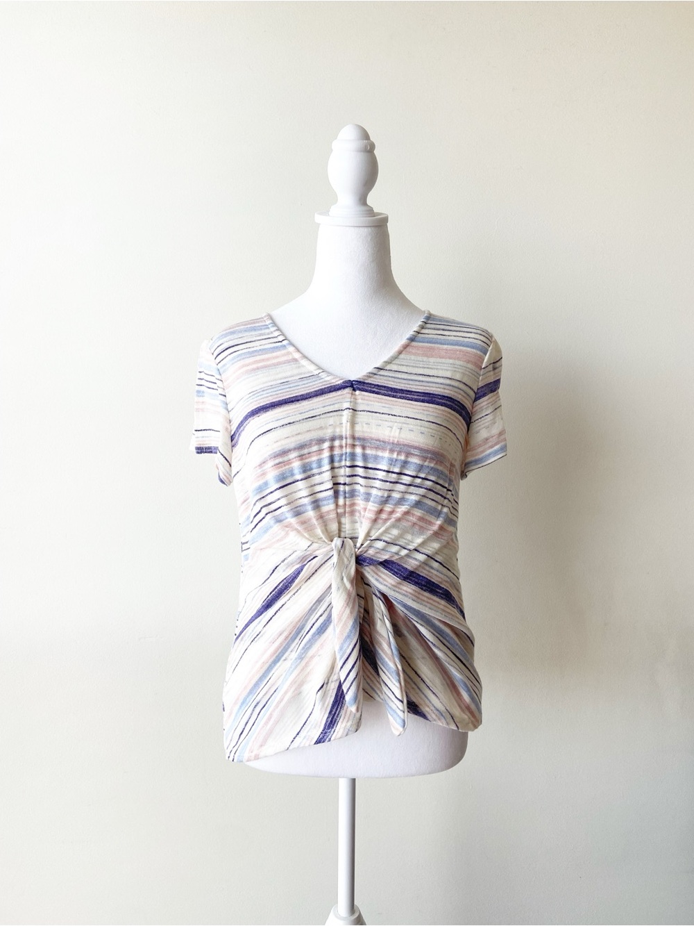Studio Striped Tie-Front Women's Top - Size PM